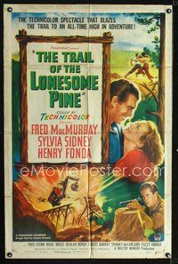 4d905 TRAIL OF THE LONESOME PINE  1sh R49 Sylvia Sidney, Henry Fonda, Fred MacMurray!
