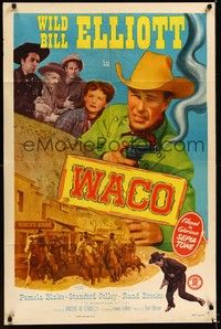 4d940 WACO 1sh '52 Wild Bill Elliott with smoking gun, Pamela Blake & Rand Brooks!