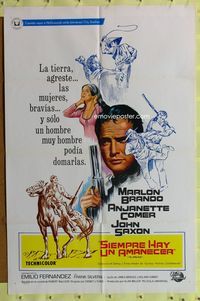 4e170 APPALOOSA Spanish/U.S. 1sh '66 Marlon Brando, the lustful & lawless live on the edge of violence!