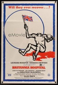 4e526 BRITANNIA HOSPITAL Aust 1sh '82 Lindsay Anderson, wild art of headless man with flag!