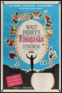 4e532 FANTASIA Aust 1sh R70s great image of Mickey Mouse & others, Disney musical cartoon classic!