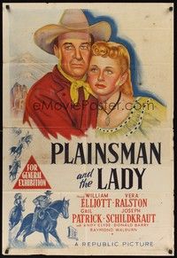 4e546 PLAINSMAN & THE LADY Aust 1sh '46 art of Wild Bill Elliott & Vera Ralston, Pony Express!