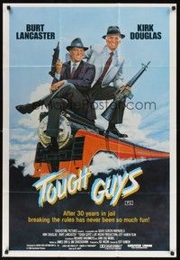 4e556 TOUGH GUYS Aust 1sh '86 great artwork of partners in crime Burt Lancaster & Kirk Douglas!
