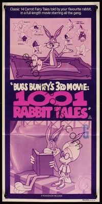 4e566 1001 RABBIT TALES Aust daybill '82 Bugs Bunny, Daffy Duck, Porky Pig, Chuck Jones cartoon!