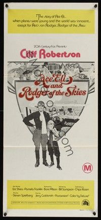 4e568 ACE ELI & RODGER OF THE SKIES Aust daybill '72 pilot Robertson, written by Steven Spielberg!