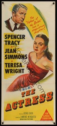 4e569 ACTRESS Aust daybill '53 George Cukor directed, Jean Simmons, Spencer Tracy!