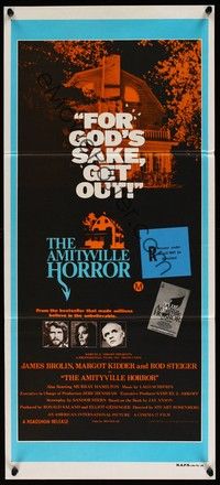 4e581 AMITYVILLE HORROR Aust daybill '79 AIP, great image of haunted house, for God's sake get out