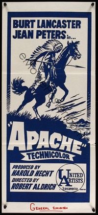 4e587 APACHE Aust daybill R60s directed by Robert Aldrich, Burt Lancaster & Jean Peters!