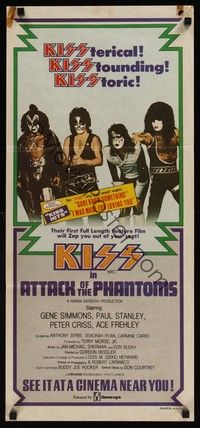 4e591 ATTACK OF THE PHANTOMS Aust daybill '78 portrait of KISS, Criss, Frehley, Simmons, Stanley!