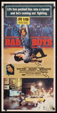 4e594 BAD BOYS Aust daybill '83 life's pushed Sean Penn into a corner & he's coming out fighting!