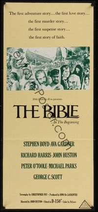 4e600 BIBLE Aust daybill '67 La Bibbia, John Huston as Noah, Ava Gardner as Sarah!