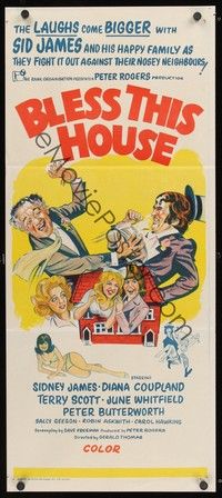 4e607 BLESS THIS HOUSE Aust daybill '72 English comedy, wacky artwork!