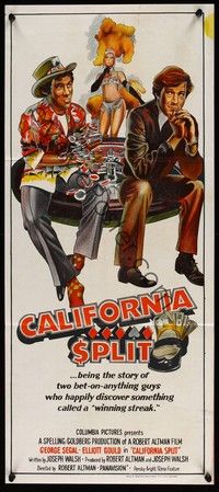 4e626 CALIFORNIA SPLIT Aust daybill '74 George Segal & Elliott Gould as pro poker players!