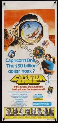 4e627 CAPRICORN ONE Aust daybill '78 Elliott Gould, O.J. Simpson, the $30 billion dollar hoax!