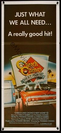 4e634 CHEECH & CHONG'S NEXT MOVIE Aust daybill '80 Tommy Chong, Cheech Marin, drive-in drug art!
