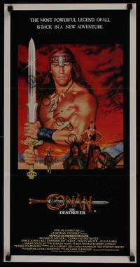 4e646 CONAN THE DESTROYER Aust daybill '84 Arnold Schwarzenegger, the most powerful legend of all!