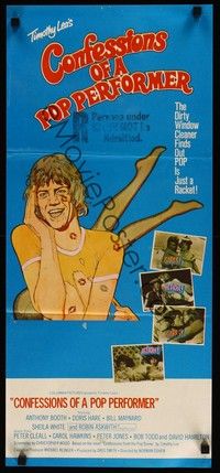 4e647 CONFESSIONS OF A POP PERFORMER Aust daybill '75 rock 'n' roll, wacky artwork!