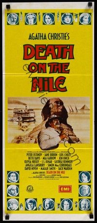 4e662 DEATH ON THE NILE Aust daybill '78 Peter Ustinov, Agatha Christie, cool different art!