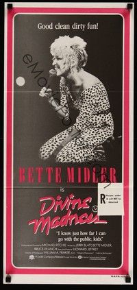 4e671 DIVINE MADNESS Aust daybill '80 image of Bette Midler, good clean dirty fun!