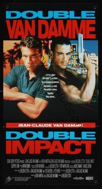 4e675 DOUBLE IMPACT Aust daybill '91 Jean-Claude Van Damme in a dual role as twins!