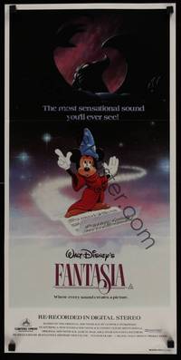 4e689 FANTASIA Aust daybill R82 great image of Mickey Mouse, Disney musical cartoon classic!