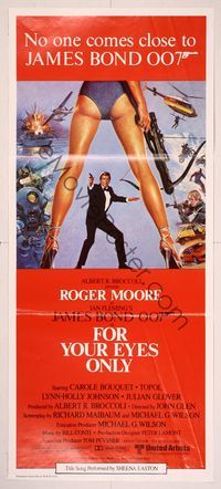 4e701 FOR YOUR EYES ONLY Aust daybill '81 no one comes close to Roger Moore as James Bond 007!