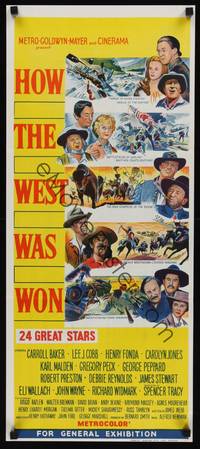 4e745 HOW THE WEST WAS WON Aust daybill '64 John Ford epic, Debbie Reynolds, Gregory Peck!