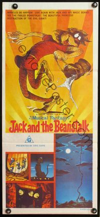 4e758 JACK & THE BEANSTALK Aust daybill '74 cool cartoon art of classic fairy tale!