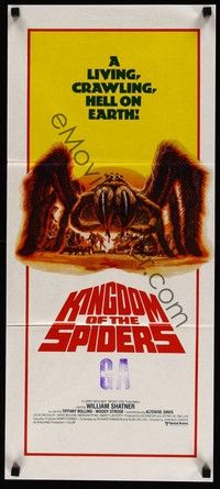 4e769 KINGDOM OF THE SPIDERS Aust daybill '77 cool different artwork of giant hairy spiders!