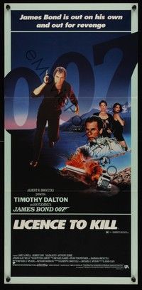 4e785 LICENCE TO KILL Aust daybill '89 Timothy Dalton as James Bond, he's out for revenge!