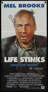 4e787 LIFE STINKS Aust daybill '91 great wacky portrait image of dirty Mel Brooks!