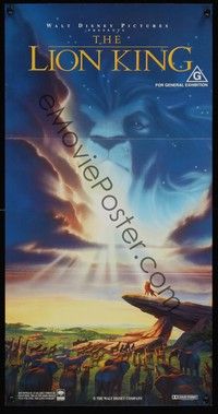 4e788 LION KING Aust daybill '94 classic Disney cartoon set in Africa, cool image of Mufasa in sky