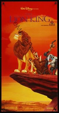 4e789 LION KING Aust daybill '94 classic Disney cartoon set in Africa, Pride Rock!