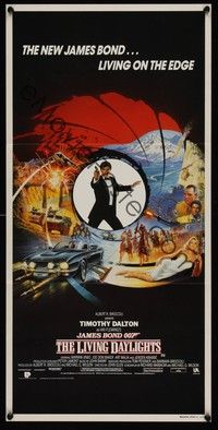 4e791 LIVING DAYLIGHTS Aust daybill '87 art of Timothy Dalton as James Bond & sexy Maryam d'Abo!
