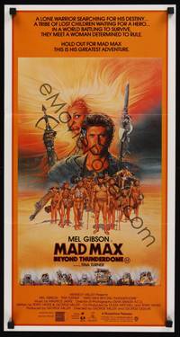 4e800 MAD MAX BEYOND THUNDERDOME Aust daybill '85 art of Mel Gibson & Tina Turner by Richard Amsel