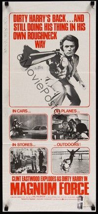 4e806 MAGNUM FORCE Aust daybill '73 Clint Eastwood is Dirty Harry pointing his huge gun!