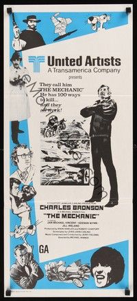 4e816 MECHANIC stock Aust daybill '72 Charles Bronson, he has more than a dozen ways to kill!