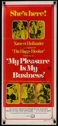 4e836 MY PLEASURE IS MY BUSINESS Aust daybill '74 Xaviera Hollander, authoress of Happy Hooker!
