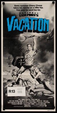 4e839 NATIONAL LAMPOON'S VACATION Aust daybill '83 sexy art of Chevy Chase by Boris Vallejo!