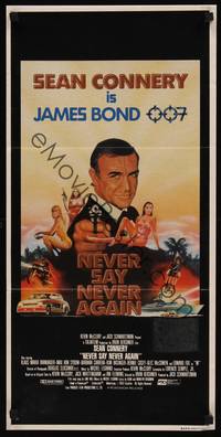 4e840 NEVER SAY NEVER AGAIN Aust daybill '83 art of Sean Connery as James Bond 007 by R. Obrero!