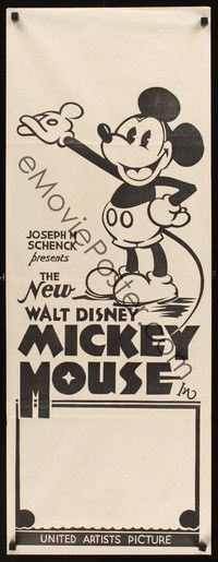 4e841 NEW WALT DISNEY MICKEY MOUSE Aust daybill '32 great cartoon image of Minnie & Mickey!
