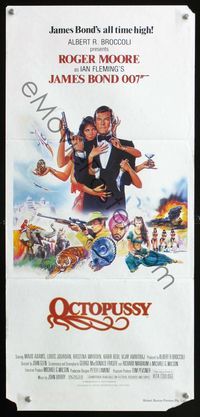 4e846 OCTOPUSSY Aust daybill '83 great art of Roger Moore as James Bond by Daniel Gouzee!