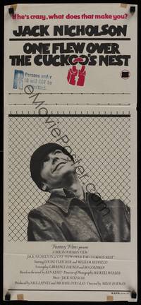 4e849 ONE FLEW OVER THE CUCKOO'S NEST Aust daybill '75 great c/u of Jack Nicholson, Forman classic