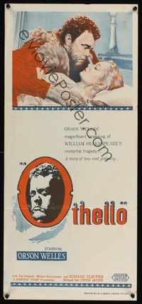 4e851 OTHELLO Aust daybill '52 Orson Welles in the title role w/pretty Fay Compton, Shakespeare!