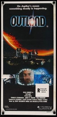 4e853 OUTLAND Aust daybill '81 Peter Boyle, Frances Sternhagen, Sean Connery is the only law on Io