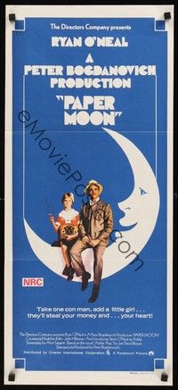 4e856 PAPER MOON Aust daybill '73 great image of smoking Tatum O'Neal with dad Ryan O'Neal!