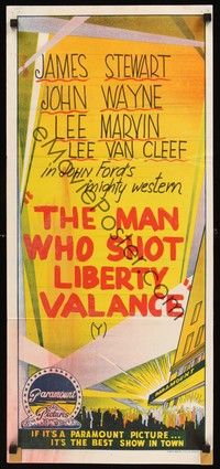 4e857 PARAMOUNT Aust daybill '60s stock, The Man Who Shot Liberty Valance!