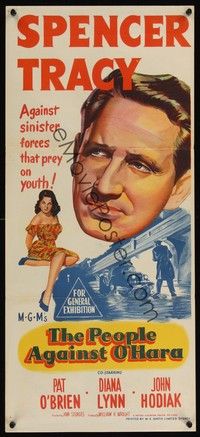 4e861 PEOPLE AGAINST O'HARA Aust daybill '52 Spencer Tracy, sinister forces prey on youth!