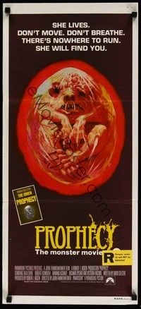 4e873 PROPHECY Aust daybill '79 John Frankenheimer, art of monster in embryo by Paul Lehr!