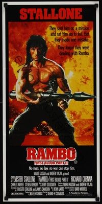 4e879 RAMBO FIRST BLOOD PART II Aust daybill '85 no man, no law, no war can stop Sylvester Stallone!
